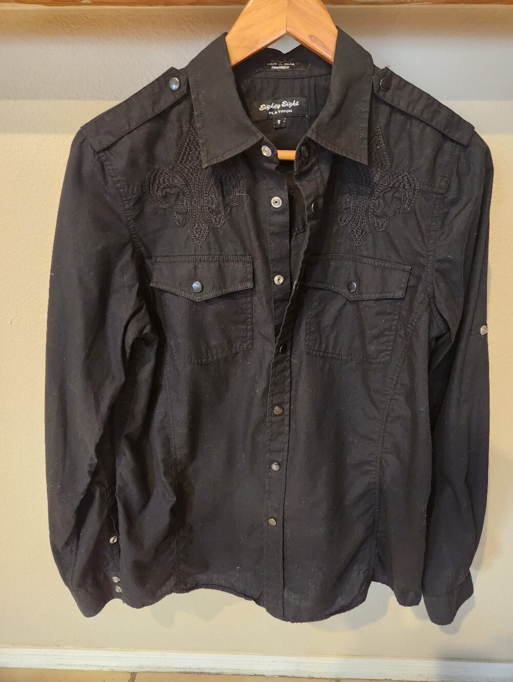 Black Men's Western Button-Down Shirt